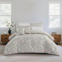 مفرش قطن صيفي مزدوج 8 قطع - زافيرا -اخضر - كريمي