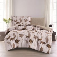 مفرش صيفي مفرد ونص 4 قطع - ليتون -سكري - بيج غامق