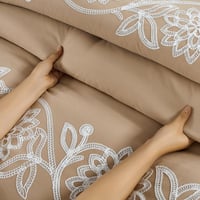 مفرش صيفي مزدوج مطرز فاخر 8 قطع - بيانكا - بيج غام...