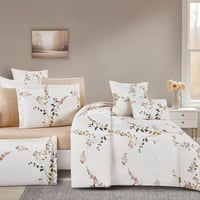 مفرش صيفي مزدوج 10 قطع - بريسا - كريمي - بيج غامق