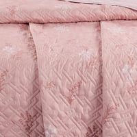 مفرش صيفي مزدوج حشوة مضغوطه 6 قطع - لونيا - زهري