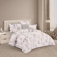 مفرش صيفي مزدوج 7 قطع - اوركا -ابيض - رصاصي