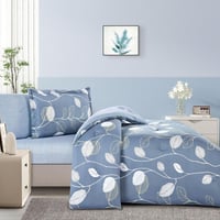 مفرش قطن صيفي مفرد ونص 4 قطع - فاليريا -ازرق غامق...