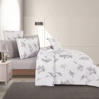 مفرش صيفي مزدوج وجهين 7 قطع - اوركا - ابيض - رمادي