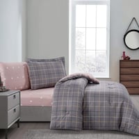 مفرش صيفي مفرد ونص 4 قطع - ليتون - رمادي غامق - لح...