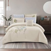 مفرش صيفي مزدوج مطرز فاخر 7 قطع - بروتي - بيج فاتح