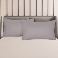 طقم بيت مخدة قطن - رمادي .