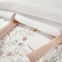 مفرش صيفي مزدوج مطرز فاخر 7 قطع - ازاليا - ابيض