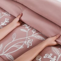 مفرش صيفي مزدوج مطرز فاخر 8 قطع - ايزابيلا - لحمي...