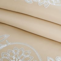 مفرش صيفي مزدوج مطرز فاخر 8 قطع - بيانكا - بيج