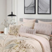 مفرش صيفي مقاس كوين 12 قطعة - كلاريس -بيج غامق