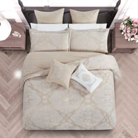 مفرش صيفي فاخر مزدوج جاكار مطرز 12 قطعة – لوتشيني...