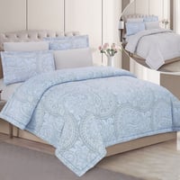 مفرش صيفي مفرد ونص 4 قطع سياتل - سماوي - رصاصي