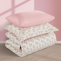 مفرش قطن صيفي مفرد ونص ٤ قطع - نولين -كريمي - زهري