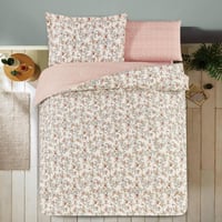 مفرش قطن صيفي مفرد ونص ٤ قطع - نولين -كريمي - زهري