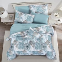 مفرش صيفي مزدوج وجهين ٧ قطع - اوركا -ابيض - تركواز...