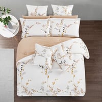 مفرش صيفي مزدوج 10 قطع - بريسا - كريمي - بيج غامق