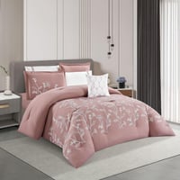 مفرش صيفي مزدوج مطرز فاخر 8 قطع - ايزابيلا - لحمي...