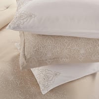 مفرش صيفي مزدوج مطرز فاخر 12 قطعة - اليجانزا - بيج