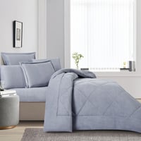 مفرش شتوي مزدوج مخمل فرو 6 قطع - جوانا -رصاصي