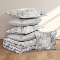 مفرش صيفي مقاس كوين وجهين ٧ قطع - ويلز - بيج غامق...