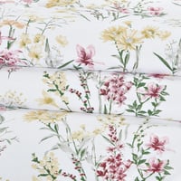 مفرش صيفي مقاس كوين وجهين ٧ قطع - ويلز - ابيض - بي...