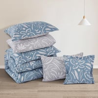 مفرش قطن صيفي مزدوج 8 قطع - افاليون -ازرق فاتح - ر...