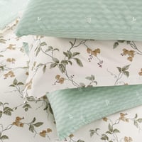 مفرش صيفي مفرد ونص 4 قطع - ليتون -كريمي - أخضر