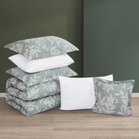 مفرش قطن صيفي مزدوج 8 قطع - افاليون - رمادي غامق -...