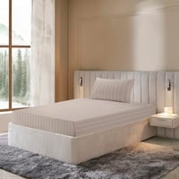 طقم شرشف قطن مقاس كوين مغاط - 2 قطعة - بيج