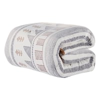 مفرش شتوي مزدوج مخمل 6 قطع - هيذر - أبيض - بني