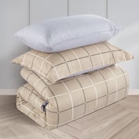 مفرش صيفي مفرد ونص 4 قطع - اليساندرا - بيج - رمادي