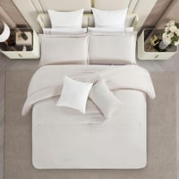 مفرش صيفي مزدوج مطرز فاخر 12 قطعة - سينيا - بيج فا...