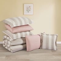 مفرش قطن صيفي مقاس كوين 8 قطع - نوفارين - بيج - زه...