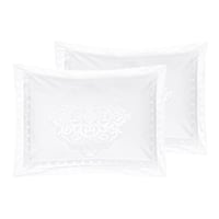 مفرش صيفي مزدوج جاكار شانيل 7 قطع - لورال - أبيض