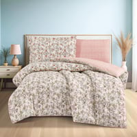 مفرش قطن صيفي مفرد ونص ٤ قطع - نولين -كريمي - زهري