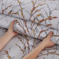 مفرش قطن صيفي مزدوج 8 قطع - افاليون -رصاصي - اصفر