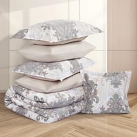 مفرش صيفي مزدوج وجهين ٧ قطع - اوركا -ابيض - بيج