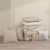 مفرش صيفي مزدوج مطرز فاخر 12 قطعة - اليجانزا - بيج