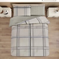 مفرش قطن صيفي مفرد ونص ٤ قطع - نولين -بيج - رمادي...