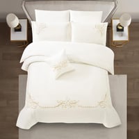 مفرش قطن مطرز حشوة متحركة صيفي مزدوج 9 قطع - لينوف...