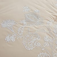 مفرش صيفي مزدوج مطرز فاخر 12 قطعة - ليوني - بيج