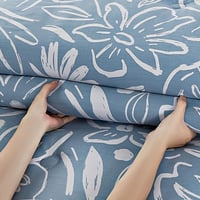 مفرش قطن صيفي مفرد ونص ٤ قطع - فاليريا - ازرق - رص...