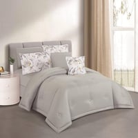 مفرش صيفي مزدوج 7 قطع - كلاودي - أبيض - رمادي