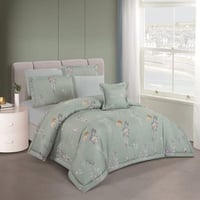 مفرش صيفي مزدوج 7 قطع - كلاودي - أخضر غامق - سماوي