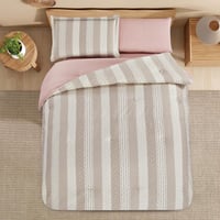 مفرش قطن صيفي مفرد ونص ٤ قطع - نولين -بيج - زهري