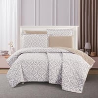 مفرش صيفي مزدوج حشوة مضغوطه 6 قطع - لونيا - ابيض -...