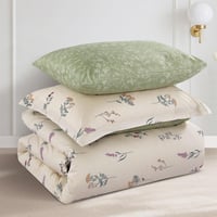 مفرش قطن صيفي مفرد ونص ٤ قطع - نولين - بيج - اخضر