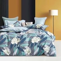 مفرش صيفي مفرد ونص 4 قطع - ليتشي - رمادي - سماوي