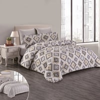 مفرش صيفي مفرد ونص 4 قطع - ايلين - ابيض مربعات